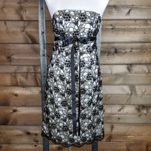 WHBM Floral Lace Overlay Strapless Dress - 4